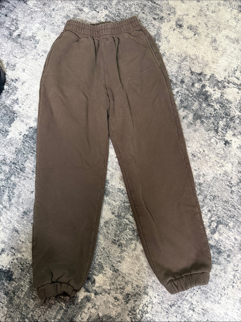 Men's Dark Brown Fleece Jogger Sweatpants with Elastic Waist